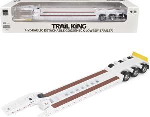 Trail King TK120 Hydraulic Detachable Gooseneck Lowboy Trailer White "Transport Series" 1/50 Diecast Model by Diecast Masters