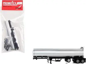 Tag-Axle Elliptical Tanker Trailer Silver 1/87 HO Plastic Model by Promotex