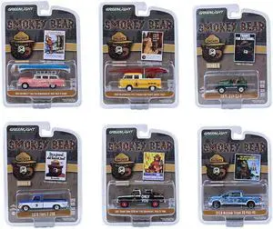 "Smokey Bear" Set of 6 Cars Series 4 1/64 Diecast Model Cars by Greenlight