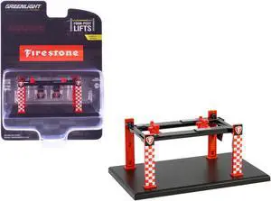 Adjustable Four-Post Lift "Firestone" Red and White "Four-Post Lifts" Series 6 1/64 Diecast Model by Greenlight