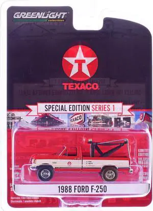 1988 Ford F-250 Tow Truck "Texaco" Red and White "Texaco Special Edition" Series 1 1/64 Die Cast Model Car by Greenlight
