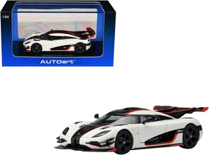Koenigsegg One:1 Pebble White with Carbon and Red Stripes 1/64 Model Car by Autoart Koenigsegg One:1 Pebble White with Carbon and Red Stripes 1/64 Model Car by Autoart