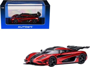 Koenigsegg One:1 Apple Red Metallic with Carbon and Silver Stripes 1/64 Model Car by Autoart Koenigsegg One:1 Apple Red Metallic with Carbon and Silver Stripes 1/64 Model Car by Autoart