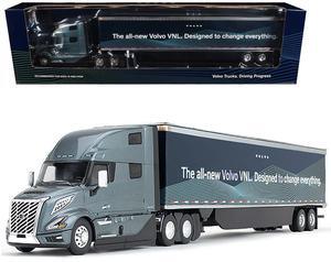 Volvo VNL 860 High-Roof Sleeper and 53' Trailer with Skirts Coastal Mist Gray Metallic 1/50 Diecast Model by First Gear
