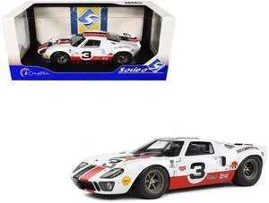 Ford GT40 MK1 #3 "Eric Dean Design" White with Red and Black Stripes "Competition" Series 1/18 Diecast Model Car by Solido