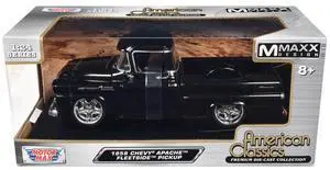 1958 Chevrolet Apache Fleetside Pickup Black "Maxx Design" "American Classics" Series 1/24 Diecast Model Car by Motormax
