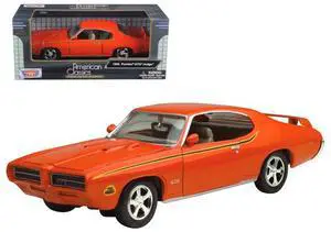 1969 Pontiac GTO Judge Orange with Stripes 1/24 Diecast Model Car by Motormax