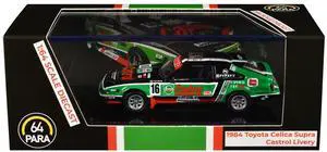 1984 Toyota Celica Supra #16 "Castrol Livery" Black and Green with Graphics 1/64 Diecast Model Car by Paragon