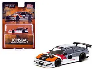 Toyota Sprinter Trueno AE86 Widebody RHD #86 White and Gray with Graphics 1/64 Diecast Model Car by Tarmac Works