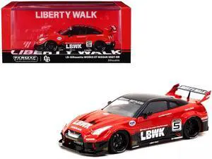 Nissan 35GT-RR LB-Silhouette WORKS GT RHD #5 "Liberty Walk" Red & Black "Hobby43" Series 1/43 Diecast Model Car by Tarmac Works