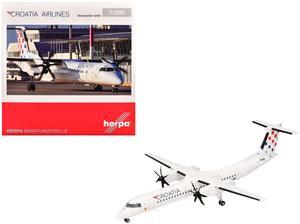 Bombardier Q400 Commercial Aircraft "Croatia Airlines" (9A-CQE) White with Tail Graphics 1/200 Diecast Model by Herpa