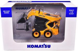 Komatsu SK820 Skid Steer Loader Yellow with Bucket and Fork 1/25 Diecast Model by Universal Hobbies