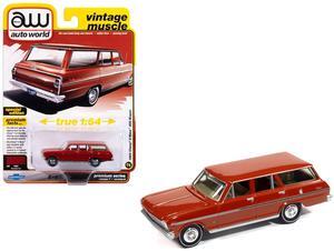 1963 Chevrolet II Nova 400 Wagon Riverside Red "Vintage Muscle" Series 1/64 Diecast Model Car by Auto World
