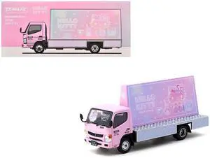 Mitsubishi Fuso Canter Mobile Ad Truck RHD "Hello Kitty" Pink with Graphics "Truck64" 1/64 Diecast Model Car by Tarmac Works