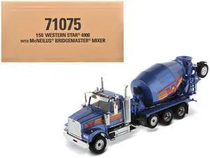 Western Star 4900 with Bridgemaster McNeilus Mixer Blue Metallic "Transport Series" 1/50 Diecast Model by Diecast Masters