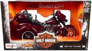 2021 Harley Davidson CVO Tri Glide Motorcycle Dark Red Metallic "H-D Custom" 1/12 Diecast Model Car by Maisto 2021 Harley Davidson CVO Tri Glide Motorcycle Dark Red Metallic "H-D Custom" 1/12 Diecast Model Car by Maisto