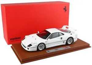 Ferrari F40 White with Silver Rims with DISPLAY CASE Limited Edition to 102 pieces 1/18 Diecast Model Car by BBR and Kyosho