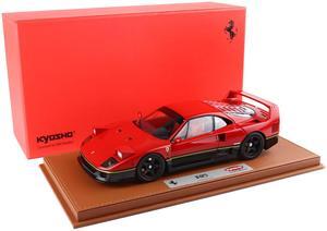 Ferrari F40 Red and Black with Gold Stripes with DISPLAY CASE Limited Edition 1/18 Diecast Model Car by BBR and Kyosho