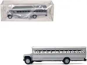 School Bus Silver Metallic 1/87 HO Plastic Model by Promotex