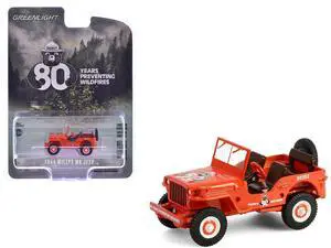 1944 Willys MB Jeep Red "Smokey Bear 80th Anniversary" "Anniversary Collection" Series 17 1/64 Die Cast Model Car by Greenlight