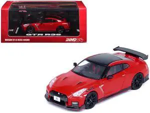 Nissan GT-R (R35) Nismo RHD (Right Hand Drive) Red with Carbon Hood and Top 1/64 Diecast Model Car by Inno Models