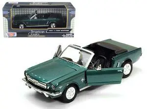 1964 1/2 Ford Mustang Convertible Green Metallic 1/24 Diecast Model Car by Motormax