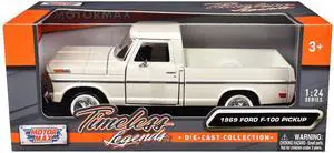 1969 Ford F-100 Pickup Truck Cream "Timeless Legends" Series 1/24 Die Cast Model Car by Motormax