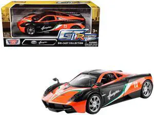 Pagani Huayra #23 Orange and Black with Stripes "GT Racing" Series 1/24 Diecast Model Car by Motormax
