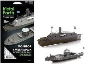 Model Kit  USS Monitor and USS Merrimack Ironclad Warships "Battle of the Ironclads" Steel Model Kit by Metal Earth