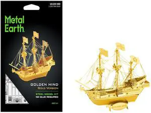Model Kit Golden Hind Galleon Gold Version (Moderate Difficulty) Steel Model Kit by Metal Earth