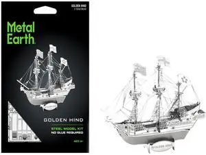 Model Kit Golden Hind Galleon (Moderate Difficulty) Steel Model Kit by Metal Earth