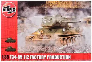 Level 3 Model Kit of T34-85 112 Factory Production Tank with 2 Scheme Options 1/35 plastic model kit by Airfix