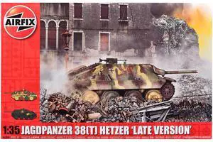 Level 3 Model Kit of Jagdpanzer 38(t) Hetzer "Late Version" Tank with 2 Scheme Options 1/35 plastic model kit by Airfix