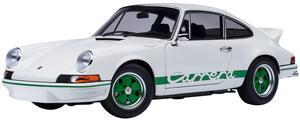 Porsche 911 Carrera 2.7 RS Grand Prix White with Green Stripes and Wheels 1/18 Model Car by Autoart