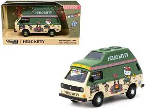Volkswagen T3 Van "Hello Kitty Camping" Green and Beige with Graphics 1/64 Diecast Model Car by Schuco & Tarmac Works