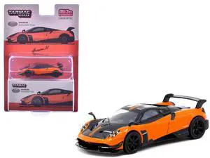 Pagani Huayra BC Arancio Saint Tropez Orange and Black "Global64" Series 1/64 Diecast Model Car by Tarmac Works