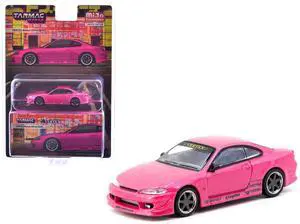 Nissan Silvia (S15) Vertex RHD (Right Hand Drive) Pink Metallic "Global64" Series 1/64 Diecast Model by Tarmac Works