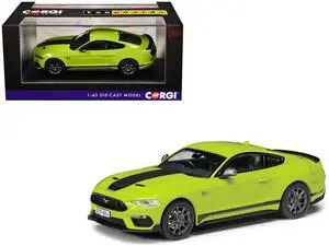 Ford Mustang Mk6 Mach 1 RHD (Right Hand Drive) Grabber Yellow with Black Stripes "Vanguards" Series 1/43 Diecast Model by Corgi