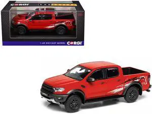 Ford Ranger Raptor X SE Pickup Truck RHD True Red with Graphics "Vanguards" Series 1/43 Diecast Model by Corgi