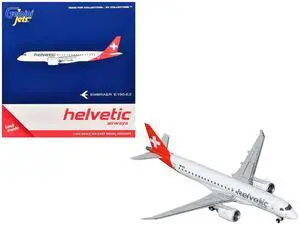 Embraer E190-E2 Commercial Aircraft "Helvetic Airways" (HB-AZC) White with Red Tail 1/400 Diecast Model by GeminiJets