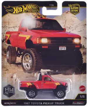 1987 Toyota Pickup Truck Red with Stripes "HW Off Road" Series Diecast Model Car by Hot Wheels