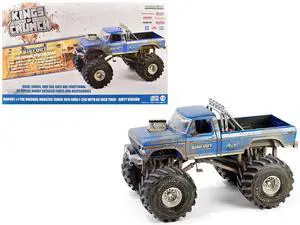 1974 Ford F-250 Monster Truck with 66-Inch Tires Blue "Bigfoot #1" (Dirty Version) 1/18 Diecast Model Car by Greenlight