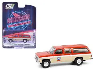 1988 GMC Suburban Sierra Classic C10 "Chevron" Orange and Beige with White 1/64 Die Cast Model Car by Greenlight