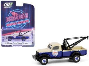 1948 Dodge Power Wagon Wrecker Tow Truck Beige and Blue "Chevron Special Edition" Series 1/64 Diecast Model Car by Greenlight
