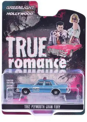1982 Plymouth Gran Fury "Detroit Police" Blue Metallic "True Romance" (1993) Movie 1/64 Die Cast Model Cars by Greenlight