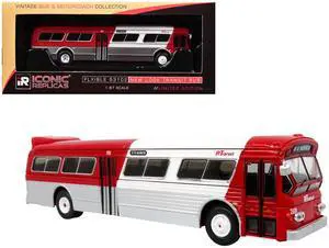 Flxible 53102 New Look Transit Bus "Pittsburgh Area Transit" Red & White Ltd Ed 1/87 (HO) Scale Diecast Model by Iconic Replicas