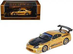 Toyota Supra (A80) "Top Secret" GT300 RHD Gold Metallic with Carbon Hood 1/64 Diecast Model Car by Inno Models