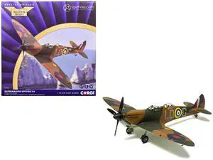 Supermarine Spitfire T.9 Aircraft "SM520, Spitfires.com, Goodwood Aerodrome" British Royal Air Force 1/72 Diecast Model by Corg