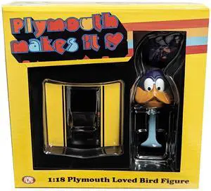 Plymouth Loved Bird Figure with Lemon Twist Hood Stand 1/18 Scale Model by ACME