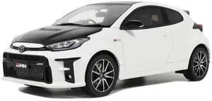2022 Toyota GRMN Yaris RHD Platinum White Pearl with Black Hood and Top Limited Edition 1/18 Model Car by Otto Mobile